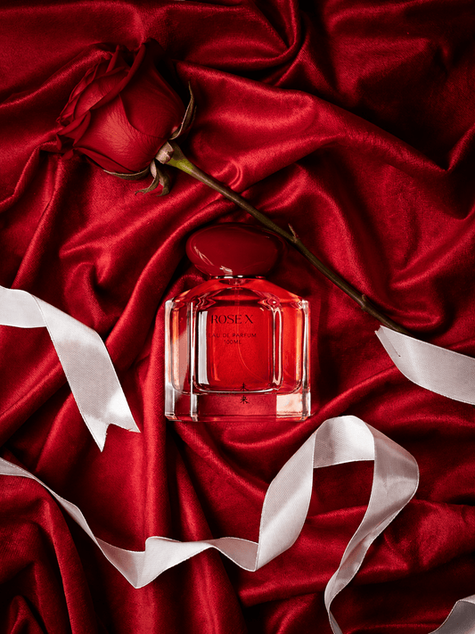 Luxury Rose X perfume bottle elegant floral rose scent premium fragrance